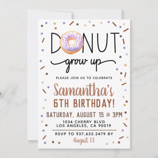 Chocolade Donut Groeit Birthday Invitation Kaart (Voorkant)