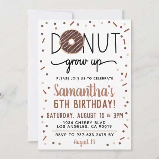 Chocolade Donut Groeit Birthday Invitation Kaart (Voorkant)