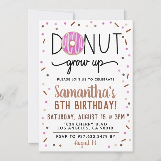 Chocolade Donut Groeit Birthday Invitation Kaart (Voorkant)
