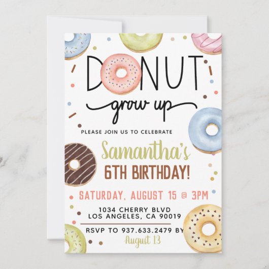 Chocolade Donut Groeit Birthday Invitation Kaart (Voorkant)