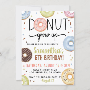 Chocolade Donut Groeit Birthday Invitation Kaart