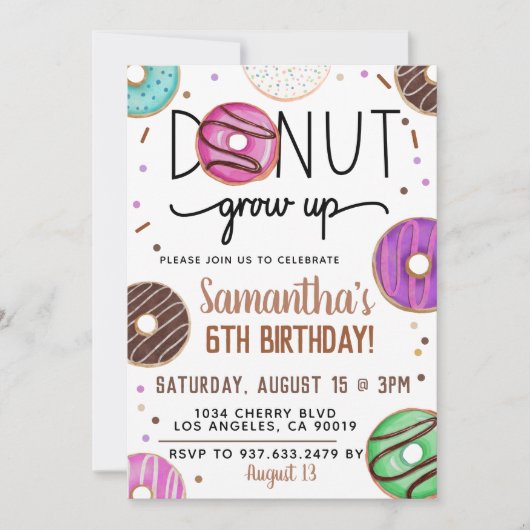 Chocolade Donut Groeit Birthday Invitation Kaart (Voorkant)