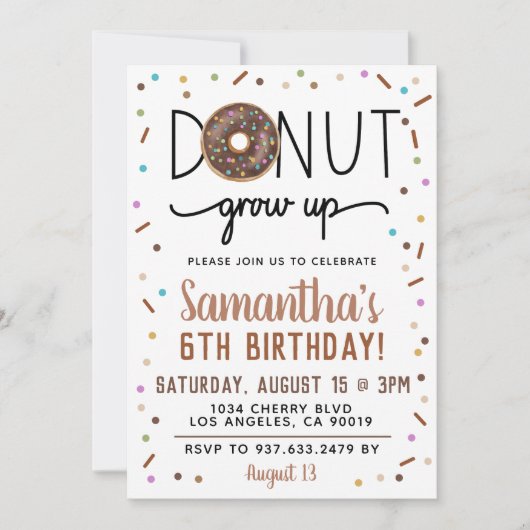 Chocolade Donut Groeit Birthday Invitation Kaart (Voorkant)