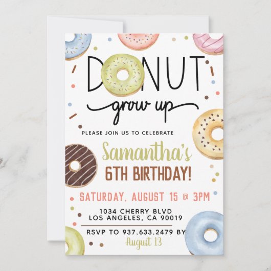 Chocolade Donut Groeit Birthday Invitation Kaart (Voorkant)