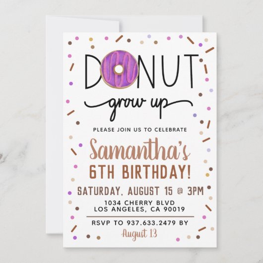 Chocolade Donut Groeit Birthday Invitation Kaart (Voorkant)