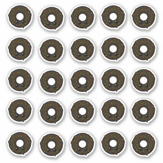 Chocolade Donut met Chocolate Frosting Sprinkles Sticker (Voorkant)