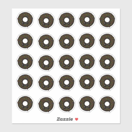 Chocolade Donut met Chocolate Frosting Sprinkles Sticker (Vel)