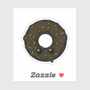 Chocolade Donut met Chocolate Frosting Sprinkles Sticker
