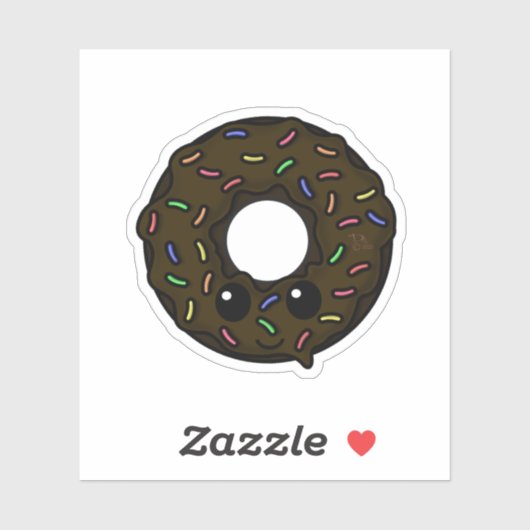 Chocolade Donut met Chocolate Frosting Sprinkles Sticker (Vel)