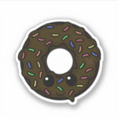 Chocolade Donut met Chocolate Frosting Sprinkles Sticker (Voorkant)