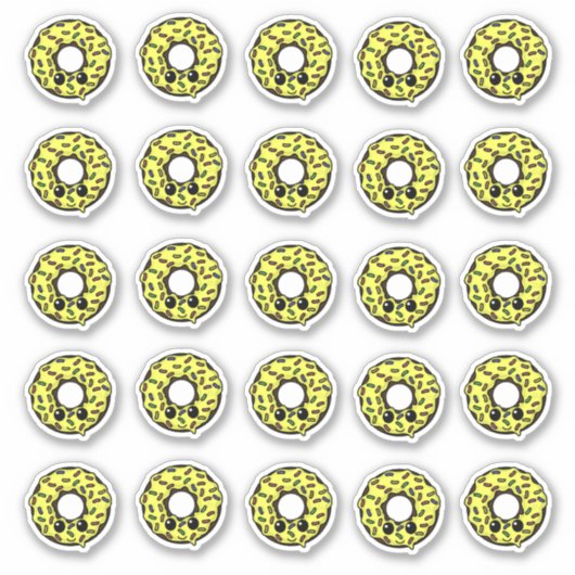 Chocolade Donut met Gele Frosting en Sprinkles Sticker (Voorkant)