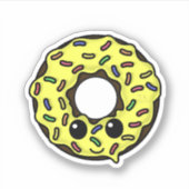 Chocolade Donut met Gele Frosting en Sprinkles Sticker (Voorkant)