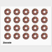 Chocolade Donut met Jimmies Ronde Sticker (Vel)