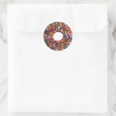 Chocolade Donut met Jimmies Ronde Sticker (Tas)