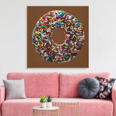Chocolade Donut met kleurrijke sproinkles Canvas Afdruk (Insitu (Woonkamer))