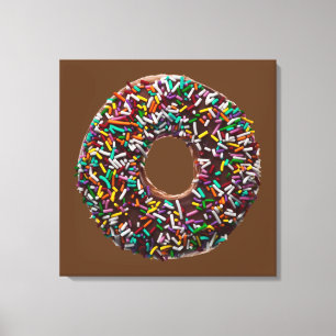 Chocolade Donut met kleurrijke sproinkles Canvas Afdruk