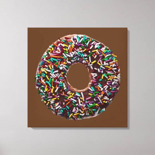 Chocolade Donut met kleurrijke sproinkles Canvas Afdruk (Voorkant)