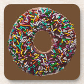 Chocolade Donut met kleurrijke sproinkles Drankjes Onderzetter (Voorkant)