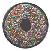 Chocolade Donut met kleurrijke sproinkles Hockey Puck (Voorkant)