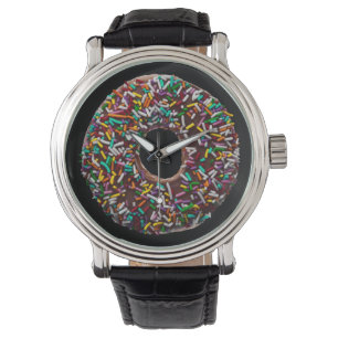 Chocolade Donut met kleurrijke sproinkles Horloge