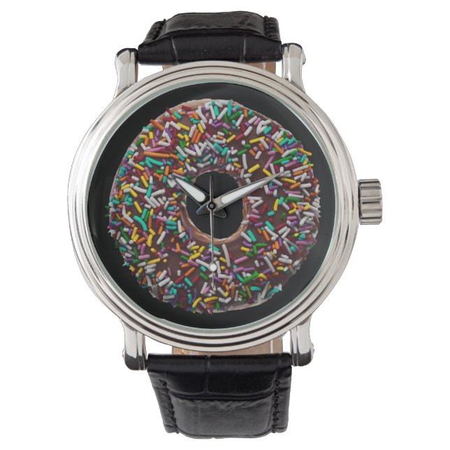 Chocolade Donut met kleurrijke sproinkles Horloge (Voorkant)