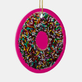 Chocolade Donut met kleurrijke sproinkles Keramisch Ornament (Rechts)