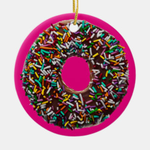 Chocolade Donut met kleurrijke sproinkles Keramisch Ornament