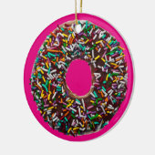 Chocolade Donut met kleurrijke sproinkles Keramisch Ornament (Links)