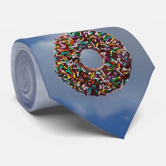 Chocolade Donut met kleurrijke sproinkles Stropdas (Opgerold)