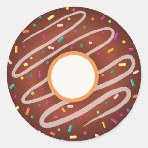 Chocolade Donut met regenboogspringen Ronde Sticker