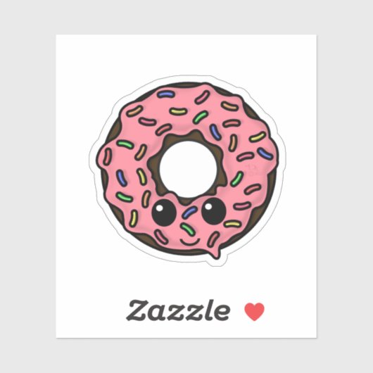 Chocolade Donut met Roze Frosting en Sprinkles Sticker (Vel)