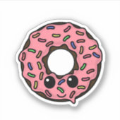 Chocolade Donut met Roze Frosting en Sprinkles Sticker (Voorkant)