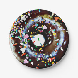 Chocolade Donut met Spikkels Cake Papieren Bord