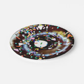 Chocolade Donut met Spikkels Cake Papieren Bord (Gekanteld)