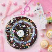 Chocolade Donut met Spikkels Feest Papieren Bord (Feest)