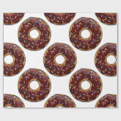 Chocolade Donut met sprinken Cadeaupapier (Vlak)