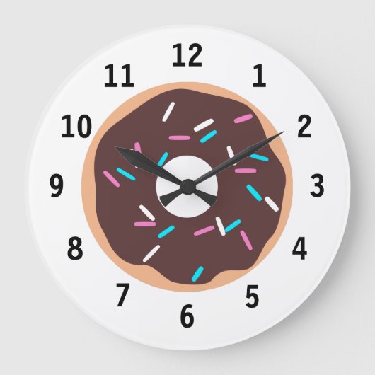 Chocolade Donut met sprinken Grote Klok (Voorkant)