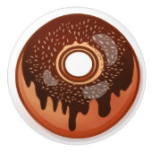 Chocolade Donut met sprinken Keramische Knop (Voorkant)