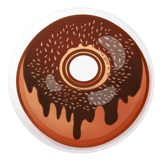 Chocolade Donut met sprinken Keramische Knop (Voorkant)