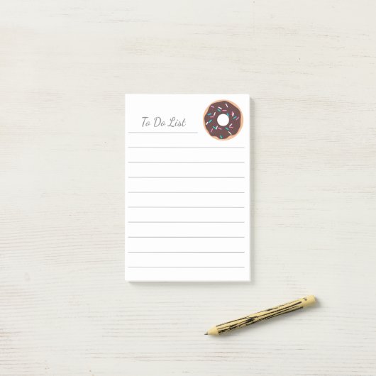 Chocolade Donut met sprinken Post-it® Notes (Op bureau)