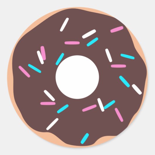 Chocolade Donut met sprinken Ronde Sticker (Voorkant)