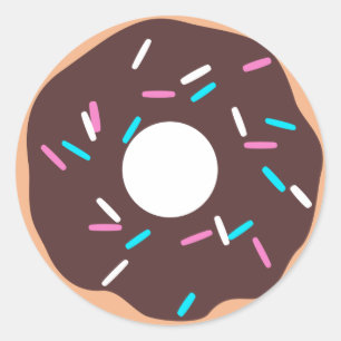 Chocolade Donut met sprinken Ronde Sticker
