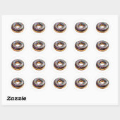 Chocolade Donut met sprinken Ronde Sticker (Vel)