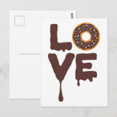 Chocolade Donut met Sprinkles Love Briefkaart (Voorkant / Achterkant)