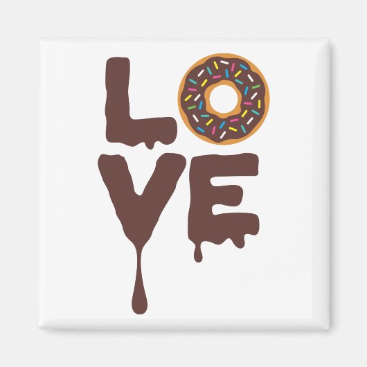 Chocolade Donut met Sprinkles Love Magneet (Voorkant)