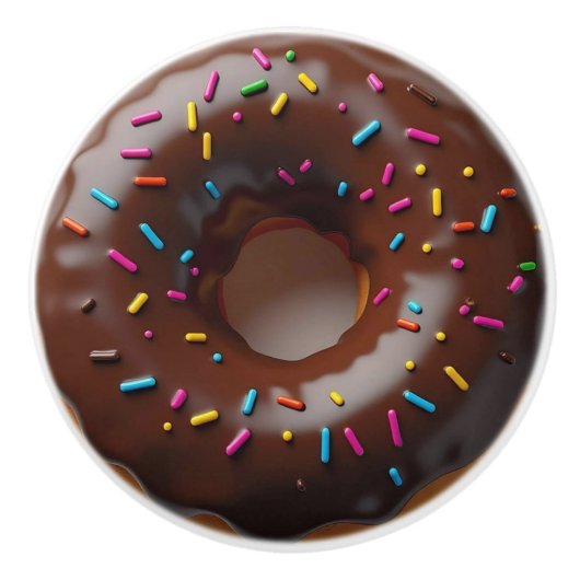 Chocolade Donut met Strooisel Keramische Knop (Voorkant)