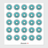 Chocolade Donut met Turquoise Frosting Sprinkles Sticker (Vel)