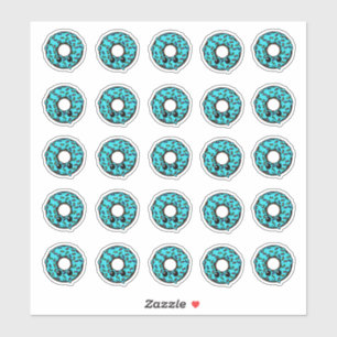 Chocolade Donut met Turquoise Frosting Sprinkles Sticker