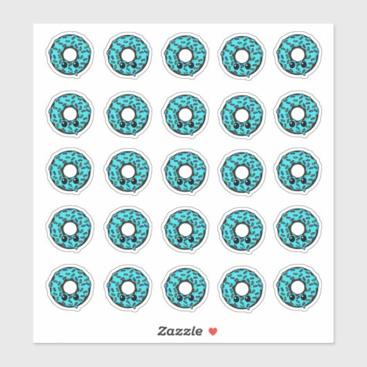 Chocolade Donut met Turquoise Frosting Sprinkles Sticker (Vel)