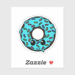 Chocolade Donut met Turquoise Frosting Sprinkles Sticker